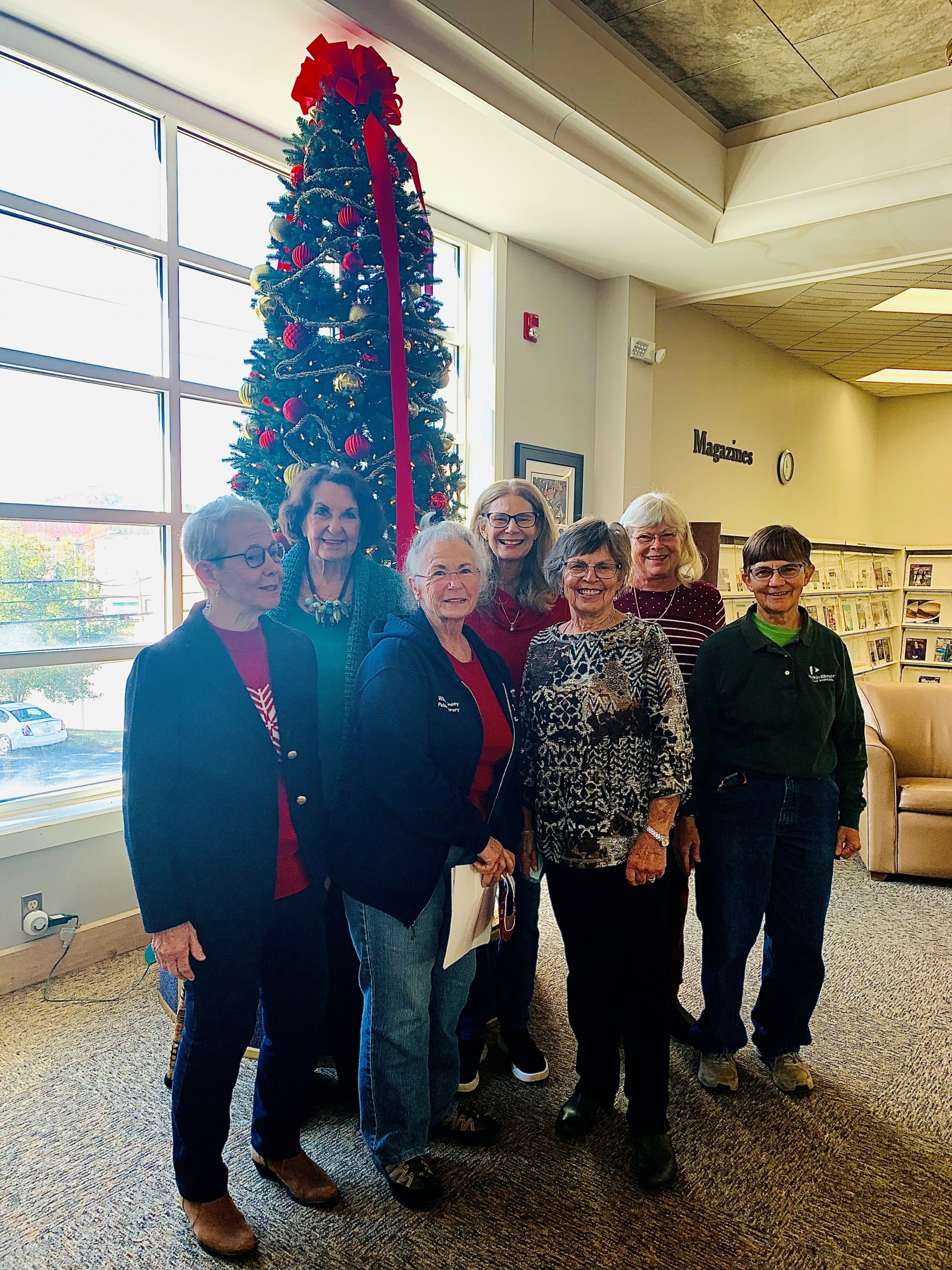 Tree decorated by members of the Apple Blossom Garden Club Left to Right Back Row: Bettye Hicks, Ann Phillips, Diane Stephens Left to Right Front Row: Sandy Louzon, Joan Johnson, Fay Kennedy, Pam McCarrick